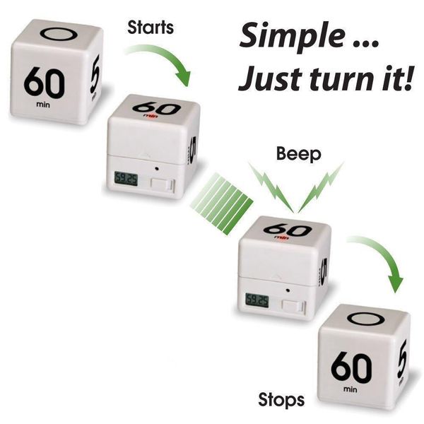 

2018 new clock timer alarm cube digital 5, 15, 30, 60 minutes time management white kitchen timer time management tool #0103 other clocks