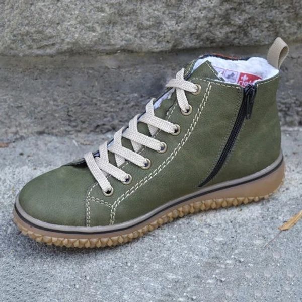 

winter shoes snow boots 2019 warm fur plush insole women winter boots square heels flock ankle lace-up women shoes, Black