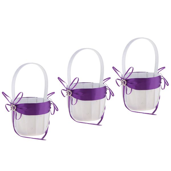 

set of 3 girls flower basket satin wedding decoration