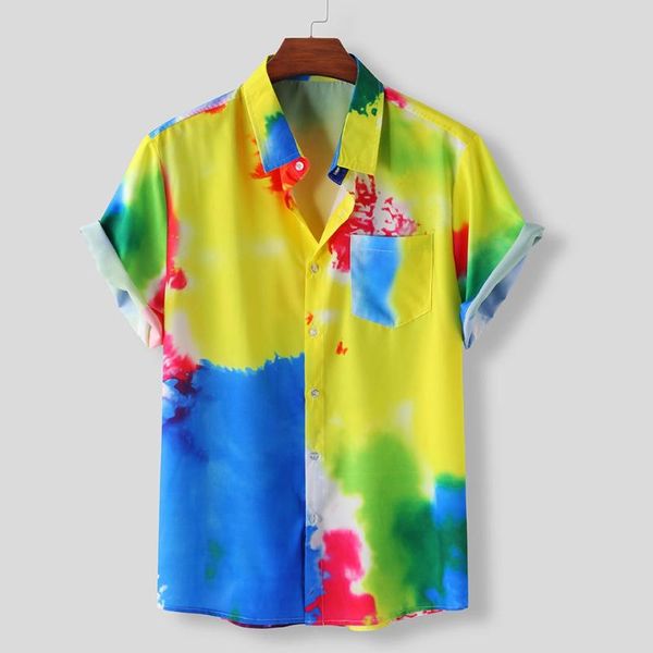 

casual beach new shirt 2020 hawaiian shirt men's summer holiday fashion print short sleeve loose button men's camisas, White;black