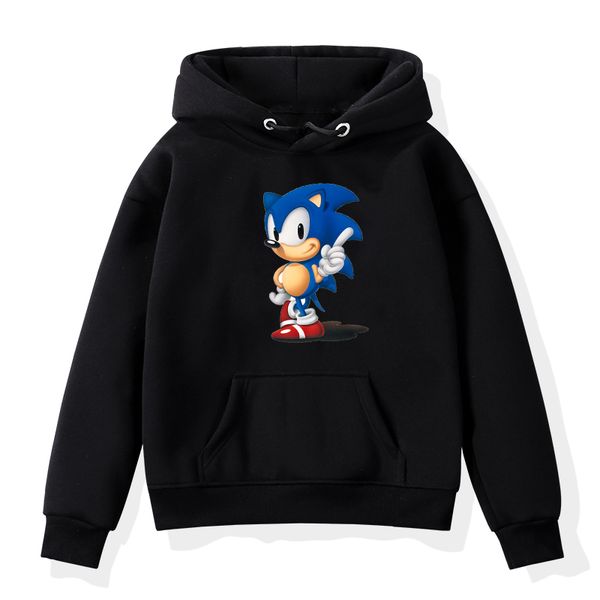 

fashion sonic print comfortable popular 2d kids hoodies sweatshirt black hipster casual basic pullovers hoodies