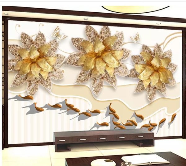 

p wall murals wallpaper rich with fish and magnolia open 3d background wall