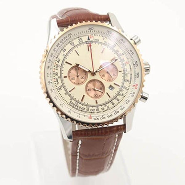 

man wristwatches navitimer 1 b01 46 chronograph quartz white dial leather 1884 sport mens watch watches, Slivery;brown