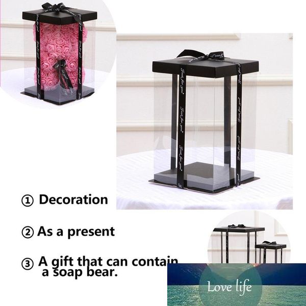 

bear 17x17x29cm new gift teddy rose gift artificial box bear for flower gifts empty women plush transparent box cwaps