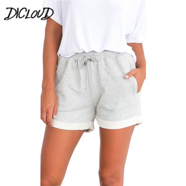 

dicloud мода хем шорты повседневные женщины простой сыпучие высокой талией шорты женский растяжение лето бурлящие штаны отпуск одежды, Black;gray