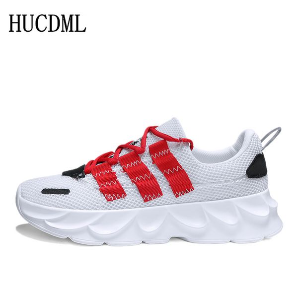 

hucdml 2019 summer new men shoes comfortable male sneakers breathable casual lace-up men's shoes standard size 39-44, Black