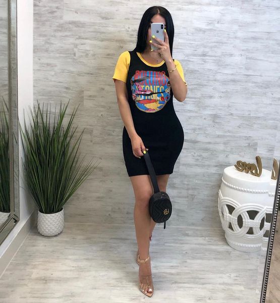

Womens Summer Mini Dresses Printed Crew Neck Short Sleeve Clothing Women Fashion Casual Clothing