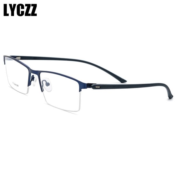 

lyczz men ultralight square myopia prescription eyeglasses titanium alloy glasses frame tr90 optical half frame eyewear gozluk, Black