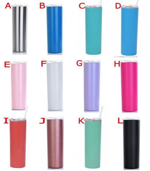 

20oz kinny tumbler cup double wall tainle teel 20 oz tumbler vacuum in ulated traight cug beer coffee mug with traw lid 12pc