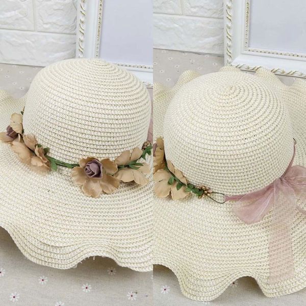 

summer outdoor casual women's hat fashion sun hats flower beach shade straw cap folding caps sale, Blue;gray