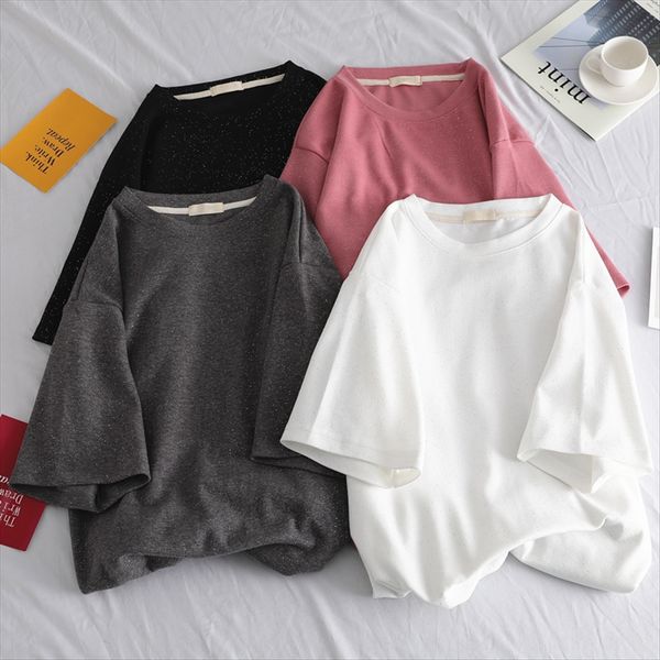 

2020 women's super fire cec short-sleeved t-shirt women's loose western-style shiny ins t-shirt fashion, White