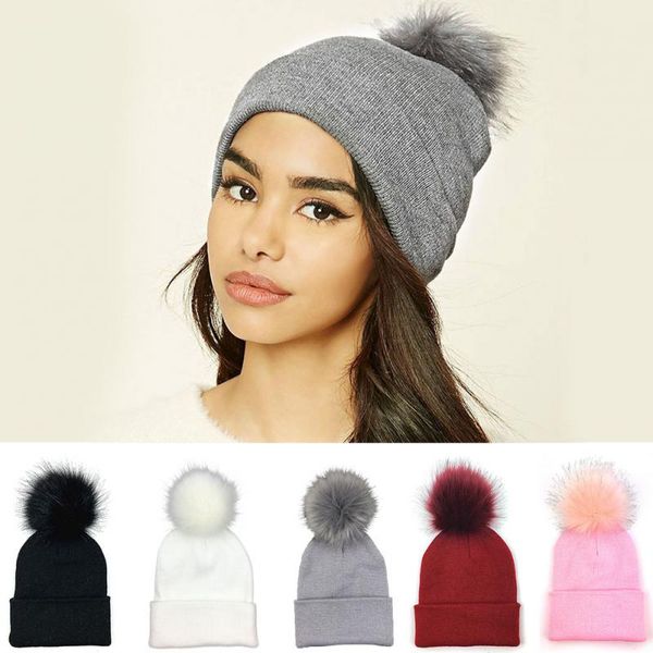 

зимние женские шапочки hat skullies шерсть cap помпон мех пушистые шапки ponpon шапки крючком шляпы женские вязаные девочек черный # 20, Blue;gray
