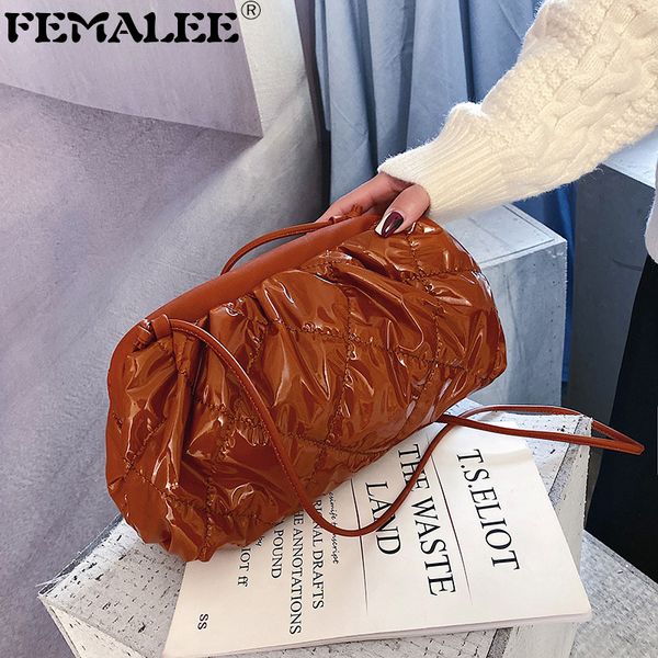 

high sense luxury женщины клип сцепления женщины облако сумки на ремне, хлопок проложенный дамы клецки crossbody сумка девушки коммуникатор