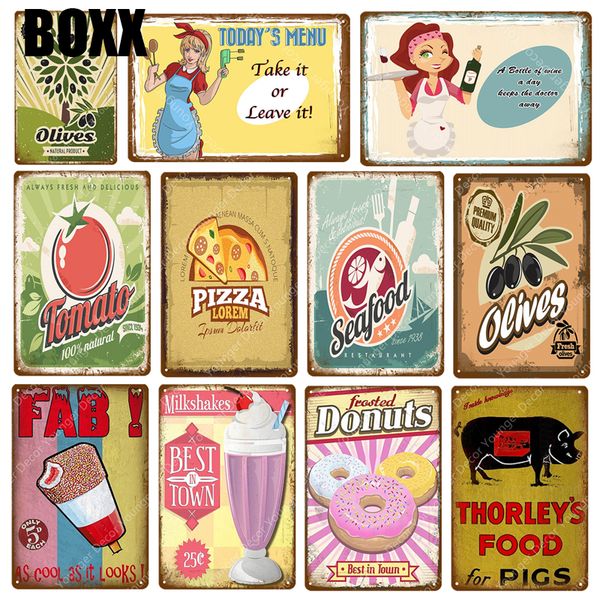 

fruit olives tomato metal poster seafood menu wall decor bar cafe club house kitchen plaque art ornament vintage tin signs