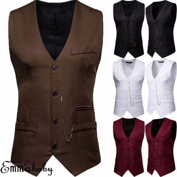 

2019 new fashion men formal tuxedo waistcoat business dress vest suit jacket vests, Black;white