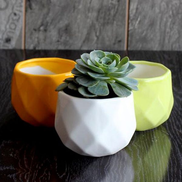

geometric cute succulent pot bonsai small ceramic flower planter glazed colorful for home and garden decoration