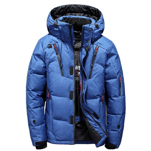 

2020 novo winter warm thicken solid men's hooded parkas casual male slim zipper pocket down coat jackets (50% wdd, Black