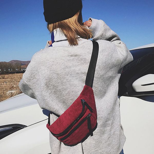 

women corduroy waist pack belt bag waist bag chest shoulder phone holder adjustable strap fanny pack for women heuptas#25
