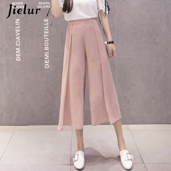 

korean fashion simple high waist pants women 2019 s-xl white black pants femme leisure wide leg chiffon dropshiping, Black;white