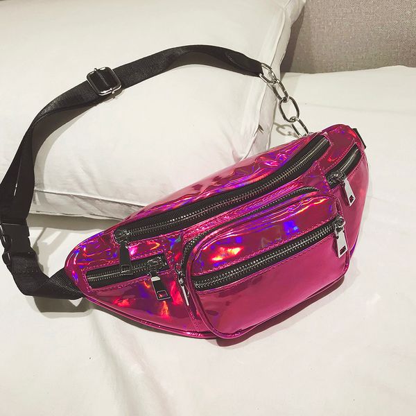 

women belt bag laser leather banana bag fanny pack 4 color crossbody bags fashion high-capacity shoulder chest j26