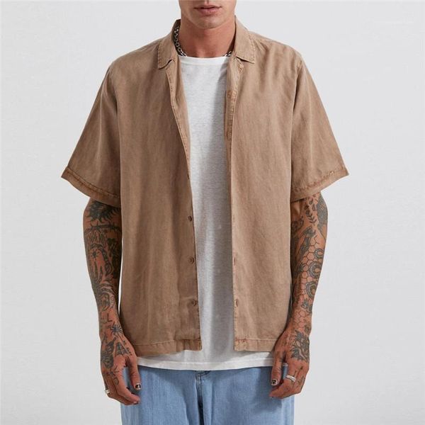 

shirt casual solid color lapel neck short sleeve loose shirt new mens clothing mens summer designer, White;black