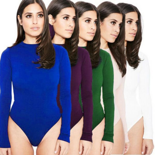 

bodysuit women's ribbed jumpsuit bodycon bodysuit leotard blouse long sleeve t shirt, Black;white