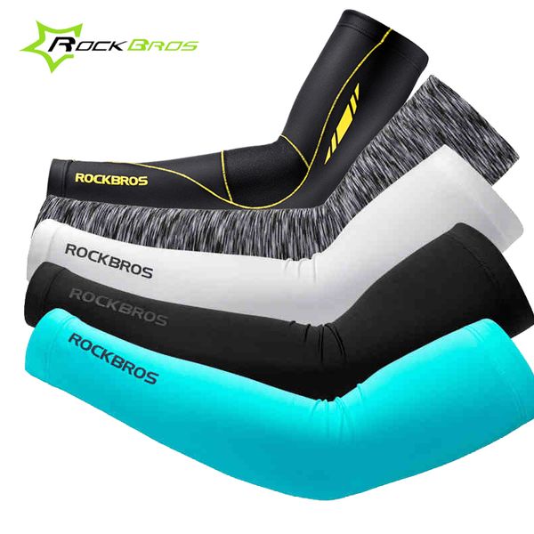 

rockbros summer sport sleeves women men anti-uv arm warmers cycling basketball running bike arms sleeves sport accessories, Black