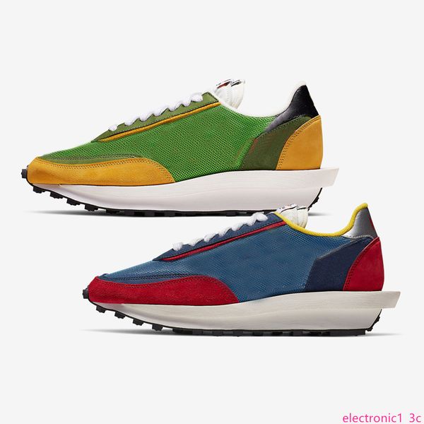 

7 colors sacai ldv waffle daybreak trainers mens running shoes for women fashion designer breathe tripe s outdoor sports sneakers eur 36-45, Black;green