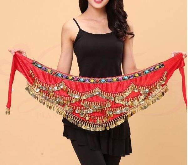 

wholesale credits drilled a double chain belly dance hip belt waist chain waist egypt, Black;red