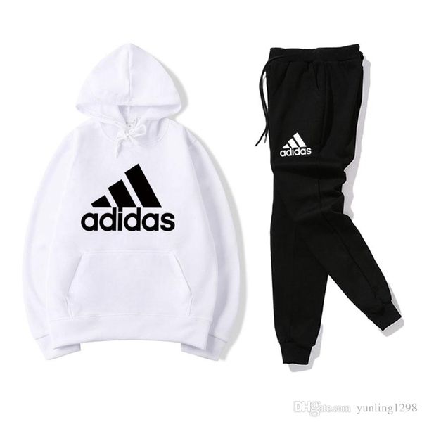

2018 men 8adidas hoodies sweatshirts autumn hood sport jacket and trousers tracksuit men's luxury casual sweater polo sportswear #1, Black