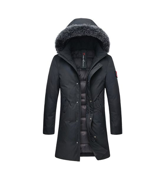 

new desinger men's winter down coat men's down & parkas with 90% white duck down fox fur collar hooded thick coat plus size 5xl, Black