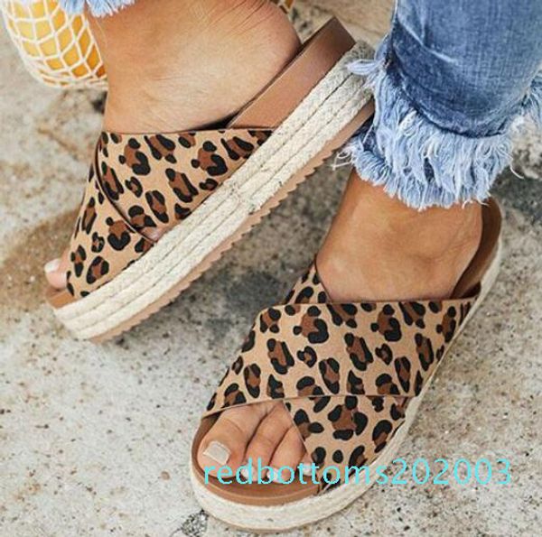 

leopard sandals summer women slippers open toe platform casual shoes ladies outdoor beach flip flops female slides girl r03, Black