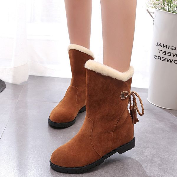 

2019 winter shoes women snow boots casual woman winter boots warm plush women ankle height increasing 4cm a1657, Black