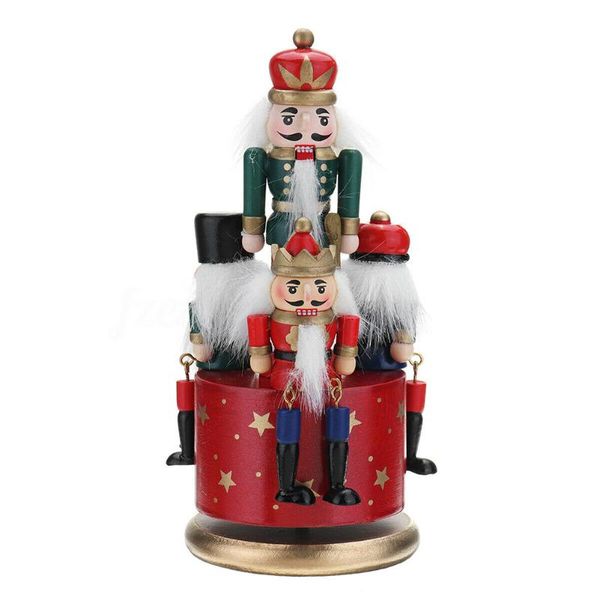

collection deskwooden nutcracker crafts soldier toy diy guard portable round base home decoration christmas gifts music box