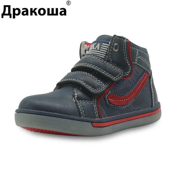 

apakowa kids shoes boys sport boots new spring fashion high pu leather boy outdoor comfortable children' ankle shoes eur 21-26, Black;grey