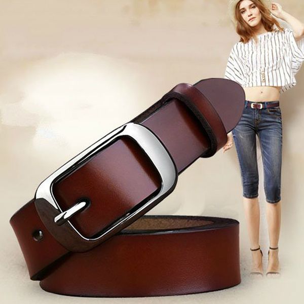 

female belt women genuine leather fashion all-match belt women's cowhide casual pants, Black;brown