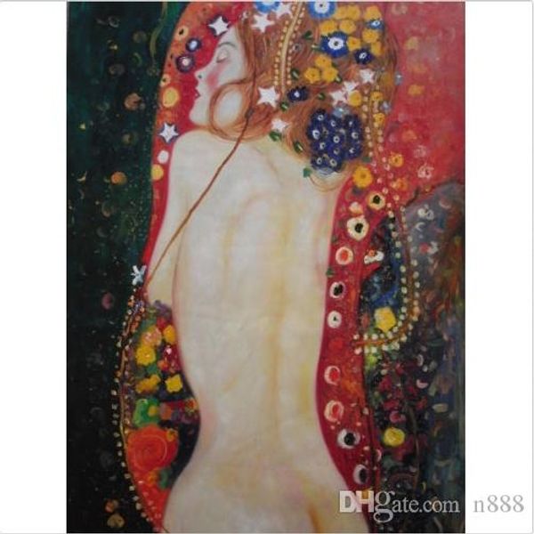

gustav klimt sea serpents handpainted famous abstract portrait game home decor wall art oil painting on canvas multi sizes p13