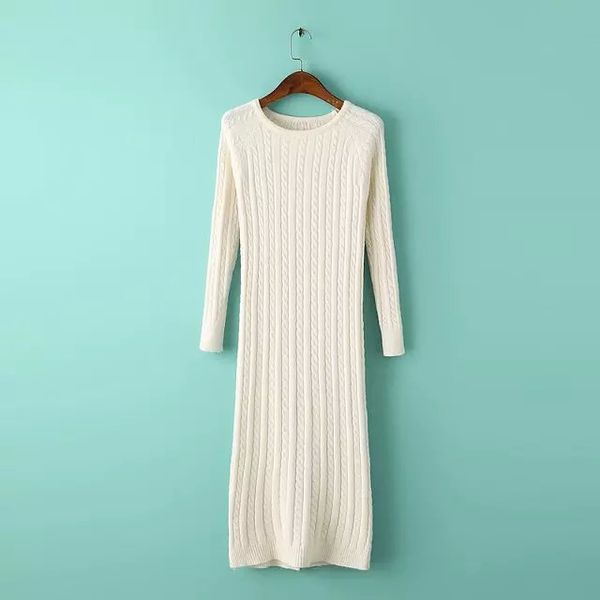 

h.sa 2019 women long sweater dress slim knite jumpers dress long sleeve pullover candy collor autumn winter basic pull sweater, White;black