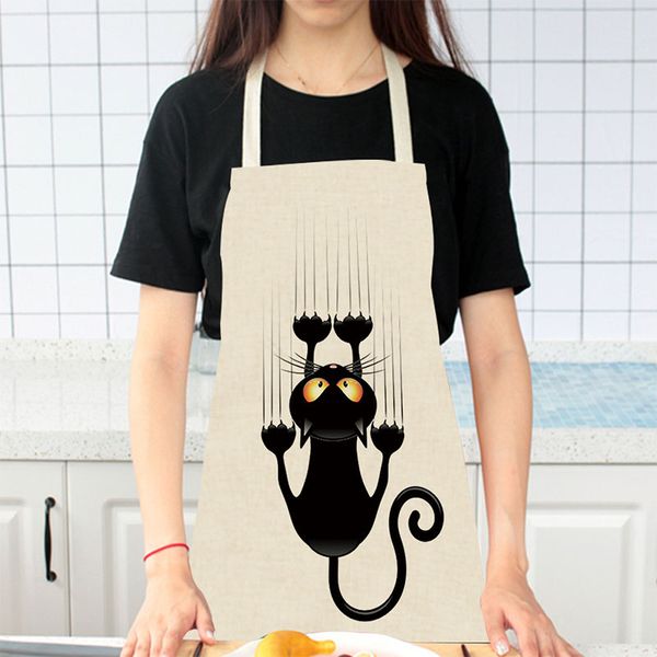 

modern minimalist cute catoon simple cats pattern apron cotton and linen material is refreshing and easy to wear