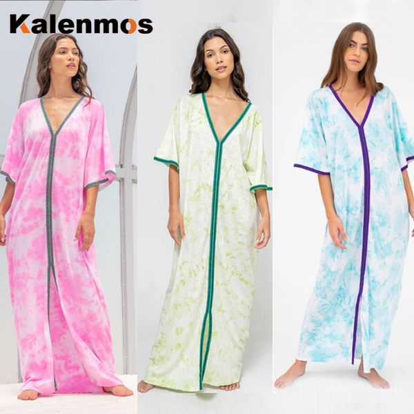 

tie dye печати мусульманская абая хиджаб платье женщины марокканский кафтан boho бич sundress исламская турция maxi party vestidos dubai 202, Red