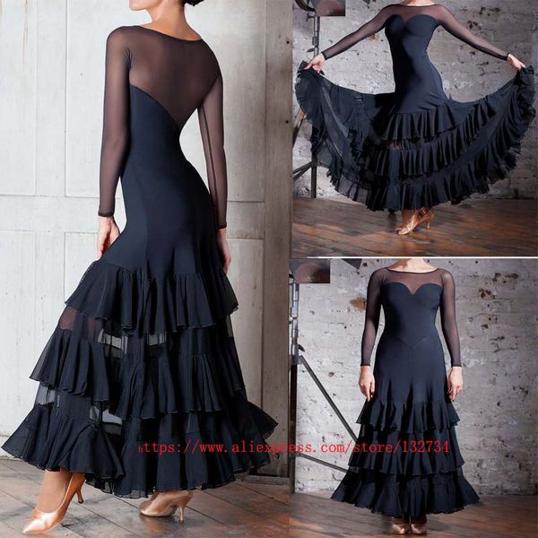 

ballroom competition dance dresses women 2019 new design flamenco skirt elegant standard ballroom dress, Black;red