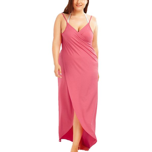 

pink red sarong beach dress 2020 holiday beachwear women summer dress beach robe spaghetti straps big size wrap vestido 5xl, Black;gray