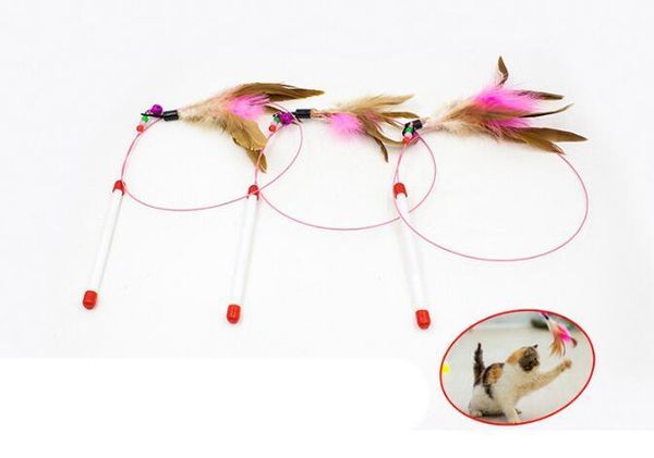 

pet cat toy cute design steel wire feather teaser wand plastic toy color multi products for pet product