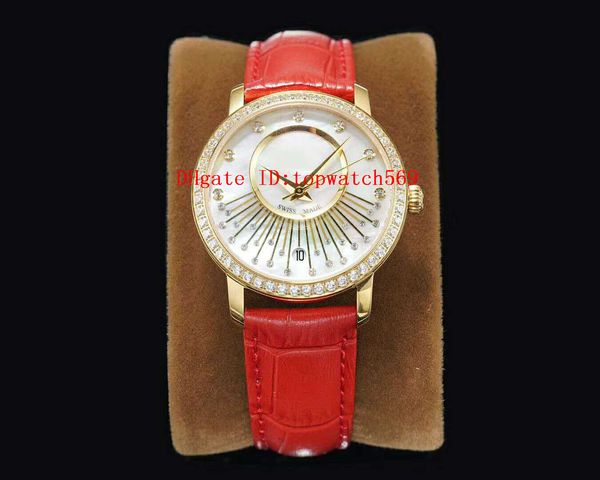 

new diamond lady watches woman watch swiss 821a automatic 21600 vph sapphire crystal 18k gold case super water resistant calfskin strap, Slivery;brown