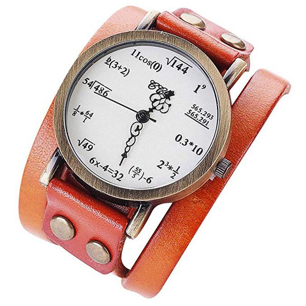 

women men round pu leather fashion gifts durable retro style casual accurate elegant quartz wrist watch figure dial analog, Slivery;brown