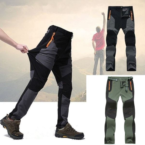 

outdoor camping waterproof hiking pants men trousers tactical mountain climbing pants thin fishing breathable sport long pant, Black;green