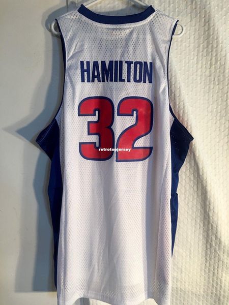 

ncaa retro ad jersey #32 richard hamilton white mens stitched vintage sleeveless vest jerseys, Gray