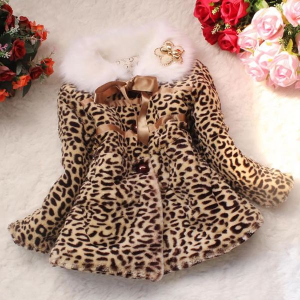 

winter jacket for girls leopard faux fur coats fashion children kids warm thick plush princess outwear doudoune enfants, Blue;gray