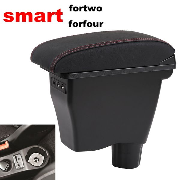 

armrest box for - smart fortwo forfour central consoles storage box modification double raised with 3 usb