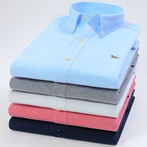 

men's casual shirts nigrity mens long sleeve solid oxford dress shirt with left chest pocket high-quality male regular-fit size l-5xl, White;black